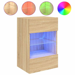 Zidni TV ormarić s LED svjetlima boja hrasta 40x30x60,5 cm