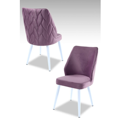 Hanah Home Set stolica Pufi, 48x90x43 cm, 4 komada, Belo-ljubičaste