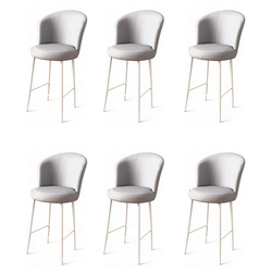 Hanah Home Set barskih stolica Uras, 6 komada, Sivo-beli