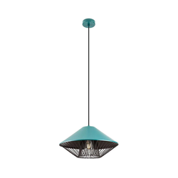 Redo 01-3006 - Luster na sajli GRILL 1xE27/42W/230V prečnik 39,6 cm crna/tirkizna