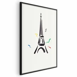 shumee Plakat - Črna ilustracija Eifflovega stolpa na svetlem ozadju