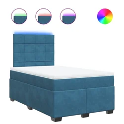 Vidaxl Box spring postelja z vzmetnico modra 120x200 cm žamet