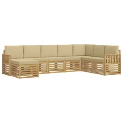 Set vanjskih sofa 6 pcs Bijela i Bež 306 x 128,5 x 73 cm