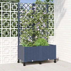 Vrtni saksija s rešetkom i kotačima Plavo Sivo 80 x 40 x 146 cm