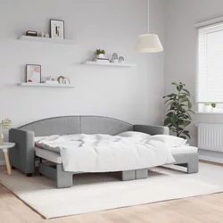 shumee Izvlečna dnevna postelja svetlo siva 80x200 cm blago