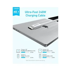 Zolo USB tip-C kabl M/M 1m, za Apple, super brzo punjenje 240W/480Mbps, pleteni, beli