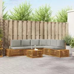 Set vanjskih sofa s jastukom 7 Komad Prirodna i svijetlo siva