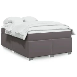 Box spring postelja z vzmetnico siva 140x200 cm umetno usnje