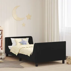 Krevet za djecu s uzglavljem Crna 90 x 190 cm Baršun