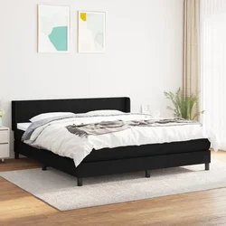 shumee Box spring postelja z vzmetnico črna 160x200 cm blago