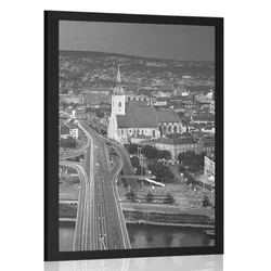 Plakat pogled na nočno Bratislavo v črnobeli varianti - 30x45 no frame