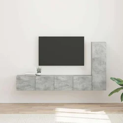 Set TV komoda Zidne 3 pcs Betonski sivi Konstruirano drvo