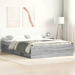 Vidaxl Posteljni okvir siva sonoma 140x190 cm