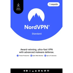NordVPN Standard - 1 Month - 10 Devices (PC/MAC/Mobile) VPN & Cybersecurity Software Subscription Key GLOBAL