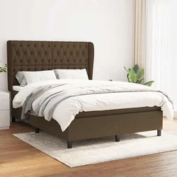 shumee Box spring postelja z vzmetnico temno rjava 140x200 cm blago