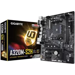 GIGABYTE Main Board Desktop AMD A320 (SAM4, 2xDDR4, Realtek ALC887, 1x10/100/1000 Mbit, 1xPCIEX16, 2xPCIEX1, 1xM.2, 4xSATA 6Gb/s, 2xPS/2, 1xD-Sub, 1xDVI-D, 1xHDMI, 4xUSB3.1Gen1, 2xUSB2.0, 1xRJ-45) mATX, Retail