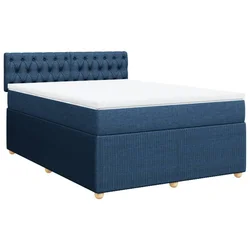 Vidaxl Box spring postelja z vzmetnico modra 140x200 cm blago