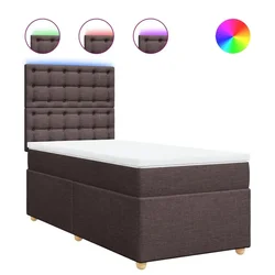 Vidaxl Box spring postelja z vzmetnico temno rjava 100x200 cm blago