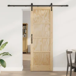 Klizna vrata Prirodna i crna 73,5 x 211 cm Masivna borovina