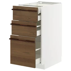METOD / MAXIMERA Pod.elem.3front/2dnj/1srd/1vis.fiok, bela/Stensta tamnobraon jasenov furnir, 40x60 cm