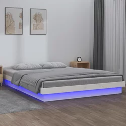 LED okvir kreveta bijeli 180x200 cm veliki bračni masivno drvo