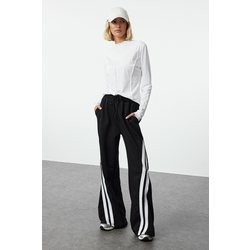 Trendyol Black Color Blocked Stripe Detailed Wide Leg Knitted Sports Sweatpants