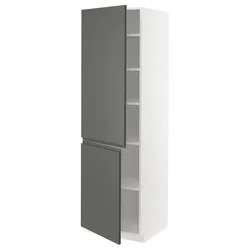 METOD Visoki element s policama/2 vrata, bela/Voxtorp tamnosiva, 60x60x200 cm