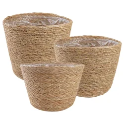 Košare za biljke od morske trave 3 pcs Prirodna O26 x 19 cm