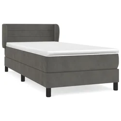 Vidaxl Box spring postelja z vzmetnico temno siva 80x200 cm žamet
