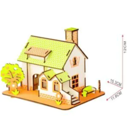 3D drvene slagalice kućice, 3 komada