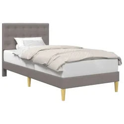 Vidaxl Konstrukcija postelje z vzglavjem Taupe 100 x 200 cm Blago