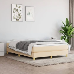 Vidaxl Box spring posteljni okvir krem 140x190 cm blago