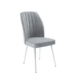 Hanah Home set trpezarijskih stolica Platinum 6 kom, siva tkanina Jerry, bele metalne noge
