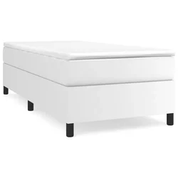 Vidaxl Box spring postelja z vzmetnico bel 90x190 cm umetno usnje