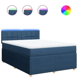 Vidaxl Box spring postelja z vzmetnico modra 160x200 cm blago