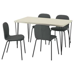 SKALSTA Sto i 4 stolice, svetla sivobež crnosiva za ukosnice/Knäbäck tamnosiva cevasti metal/crnosiva, 140x80 cm
