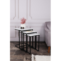 Lessentiel Maison Set klub stolova, 3 komada Ce Metal Zigon Belo-Crni