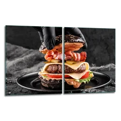 shumee 2x steklena zaščitna plošča ZA štedilnik 40x52 hamburger