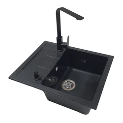 San Donna Sudopera sa slavinom U607, Elegance, Ugradni dozer, Granit, Crna
