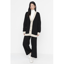 Trendyol Stone Strip Detailed Cardigan-Pants Knitwear Set