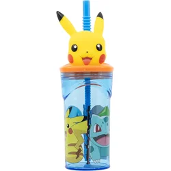 Otroška steklenica za vodo Pokémon s 3D-figurico in slamico - 360 ml (08066)