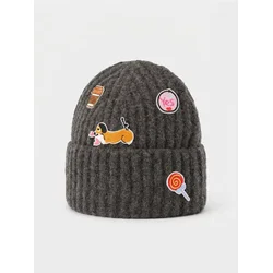 Sinsay - Rebrasta beanie kapa sa prišivcima - braon