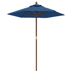 Vrtni suncobran s drvenim stupom azurnoplavi 196 x 231 cm