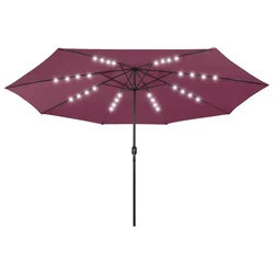 Vrtni suncobran s LED svjetlima 400 cm bordo
