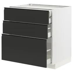 METOD / MAXIMERA Pod.elem.3front/2dnj/1srd/1vis.fiok, bela/Upplöv boja antracita, mat, 80x60 cm
