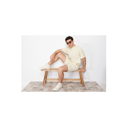 Trendyol Ecru Premium Oversize Crew Neck Short Sleeve Textured Ottoman T-Shirt