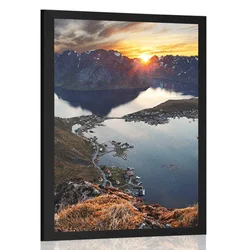Plakat očarljiva gorska panorama s sončnim zahodom - 60x90 no frame
