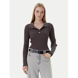 Tommy Jeans Pulover DW0DW22036 Rjava Slim Fit