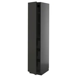 METOD / KNIVSHULT Visoki element s fiokama, Crnosiva/Nickebo boja antracita, mat, 40x60x200 cm
