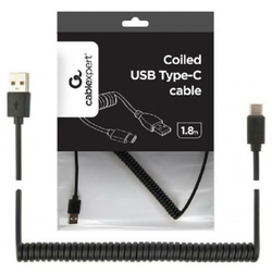Gembird CC-USB2C-AMCM-6 spiralni USB 2.0 AM na USB-C kabl, 1.8 m, black